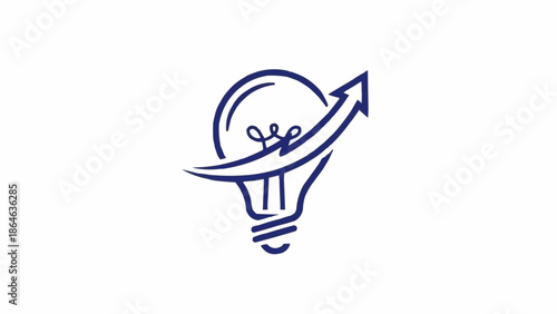 Light bulb with upward arrow symbolizing innovation and growth.