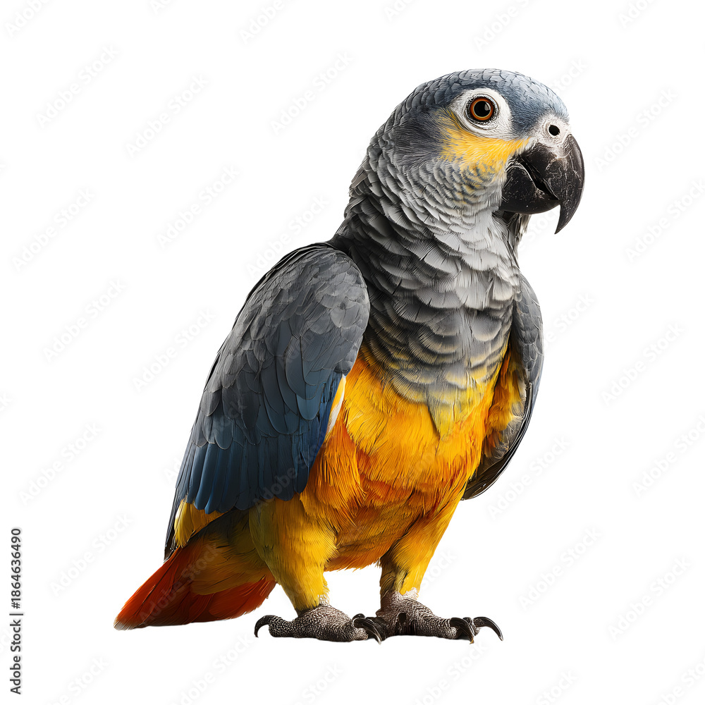 Obraz premium Blue and yellow macaw parrot isolated on white background