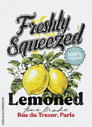 Vintage lemon and lime fruit label design