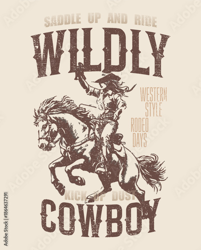 Vintage horse and rider retro poster vector illustration