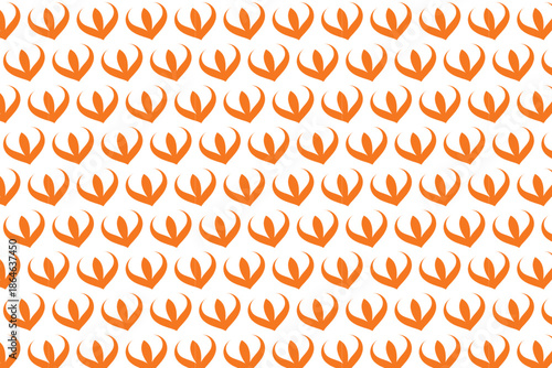 Seamless pattern of orange floral motifs on white background