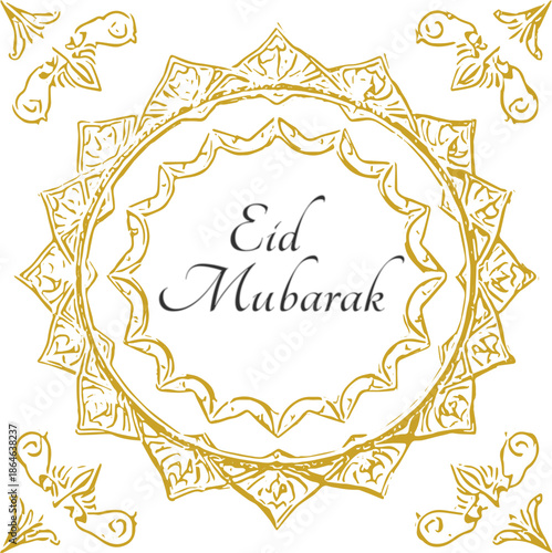 Eid Mubarak Soft Gold SVG Template