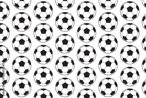 Seamless pattern of soccer balls on white background