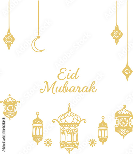 Eid Mubarak Soft Gold SVG Template