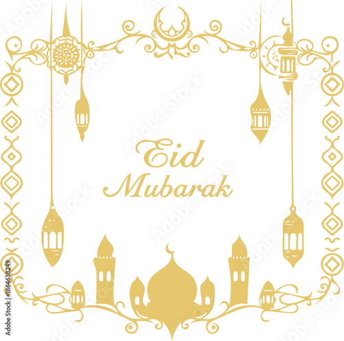 Eid Mubarak Soft Gold SVG Template