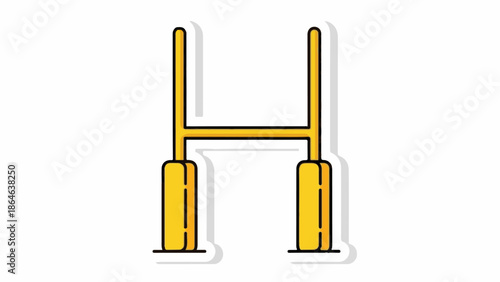 Yellow goalposts stand against a white background, ready for action