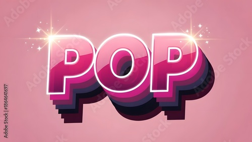 Pop pink neon sign with sparkles on pastel background