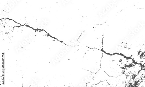Grunge cracked concrete wall texture black white Concrete fissure crack texture scratch grunge vector