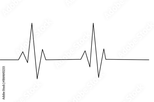 Heart beat continuous one line drawing minimalist style isolate outline vector illustration