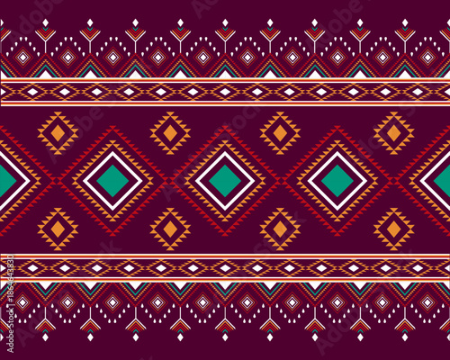 Abstractethnic geometric pattern design for background or wallpaper,Ikat geometric folklore ornament. Tribal ethnic vector texture. Seamless striped pattern in Aztec style. Figure tribal embroidery