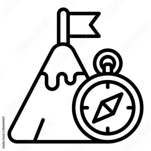 Mountain adventure outline icon