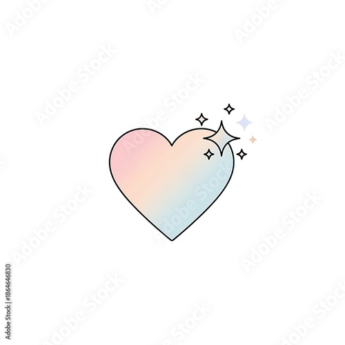 Pink and Blue Gradient Heart with Sparkles 2