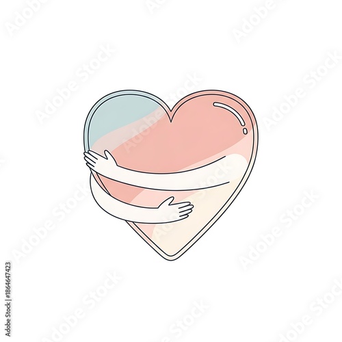Two Hands Hugging a Heart Shape with Gradient Colors