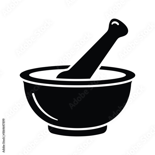 Mortar and pestle icon on white background