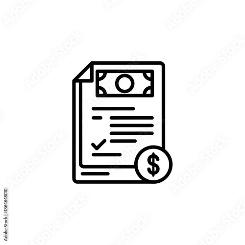 Financial Document with Money Icon for Business and Banking Visuals