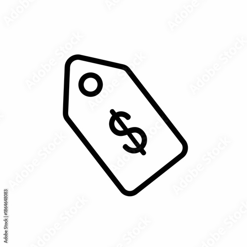 Minimalist Black and White Price Tag Icon for Commercial Use