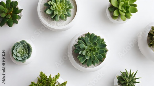 Fresh and Vibrant Succulent Plants in Minimalist White Pots