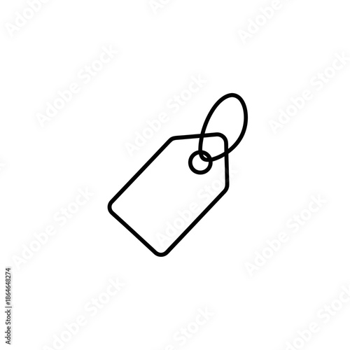 Minimalist Black Line Drawing of a Price Tag Icon for Design Projects