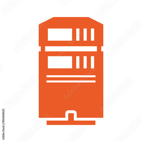 Modern vending machine icon in orange on white background
