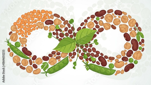 Legumes Forming Infinity Symbol on White Background