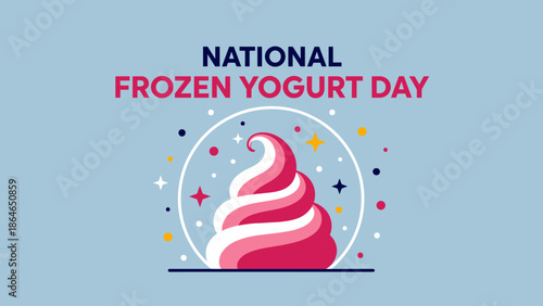 Delicious Frozen Yogurt Day Concept with Colorful Swirl and Stars