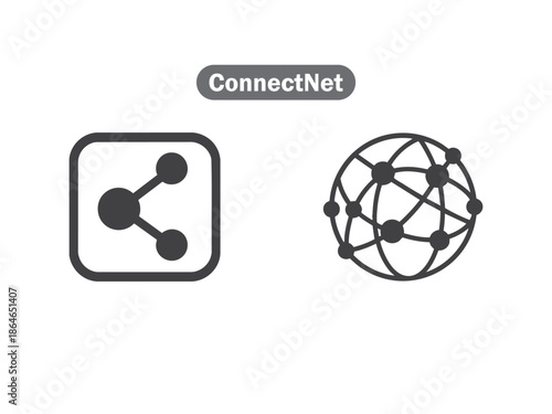 Modern ConnectNet Abstract Tech Icon - Minimalist Interconnected Line Art Vector Illustration for Digital Networking, Cloud Computing, and Global Connectivity Branding