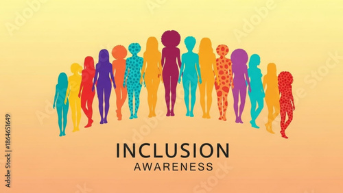 Diverse People Silhouettes Promoting Inclusion Awareness on Gradient Background