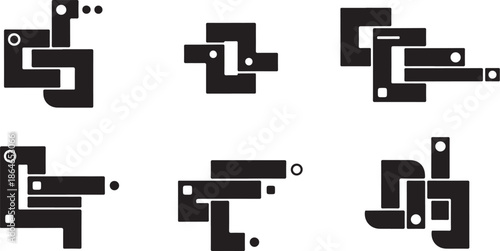 Geometric shapes and abstract designs in black and white