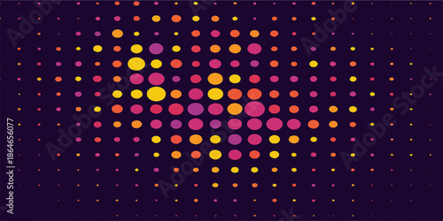 Abstract background vector with glowing lights and colorful digital dots creates a bright seamless pattern design for a technology party backdrop or disco wallpaper template