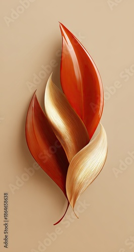 Orange and Gold Leaf Brooch Design.