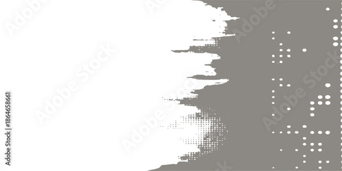 An abstract grunge vector illustration featuring a black ink splash texture with dirty paint splatters and a vintage brush stroke border on an old paper pattern design