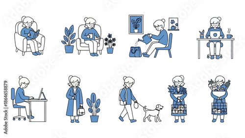 Collection of Elderly People Engaged in Various Daily Activities.