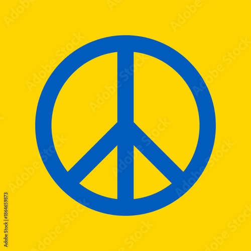 illustration with a peace sign in the colours of the Ukrainian flag 