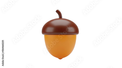 3D Render of a Smooth Acorn on a White Background