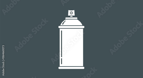 Clean flat white icon illustration of an aerosol spray can for various creative applications