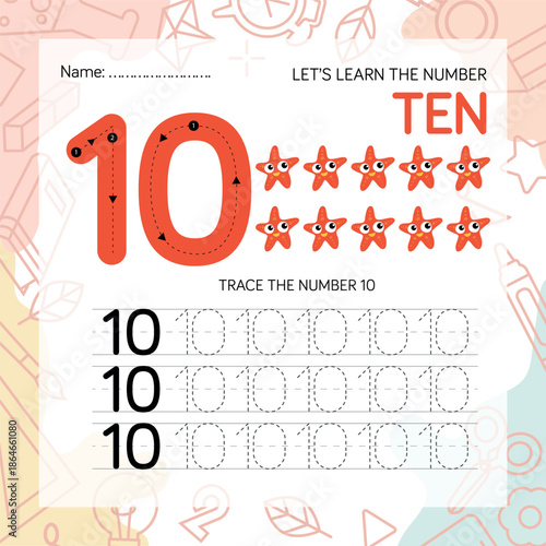 Number ten worksheet for kids