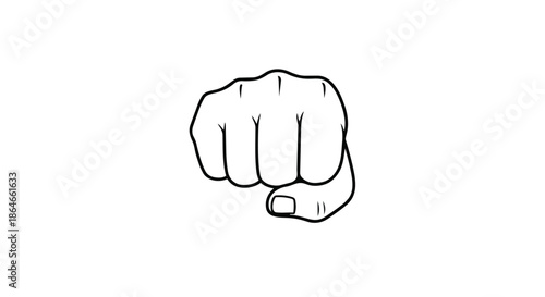 Powerful outline illustration of a clenched fist symbolizing strength, unity, and determination, a bold graphic statement.