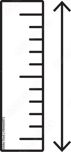 Ruler icon for measurement and length, vertical meter rules icon, school and office stationery tools for drafting and engineering design vector illustration isolated on transparent background.