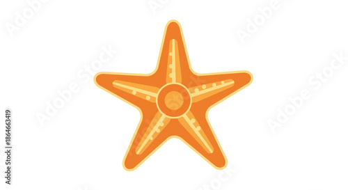 Vibrant orange five-armed marine creature illustration, a stylized depiction of undersea life perfect for aquatic themed designs and serene oceanic