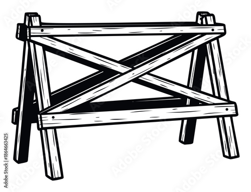 Essential wooden sawhorse providing reliable support for various construction, woodworking, and home improvement tasks, ideal for practical utility and building themes.