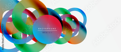 Abstract colorful circles overlap, creating dynamic visual effect. Modern design element for backgrounds, presentations. Bright hues dominate composition.