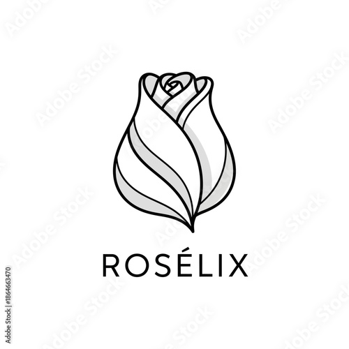 Elegant Rose Bud Logo Design for Roselix Brand.