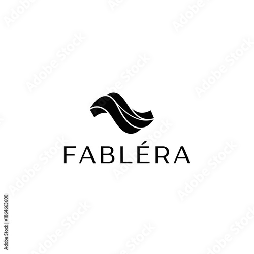 Fabler? Logo with Abstract Wavy Design in Black and White.