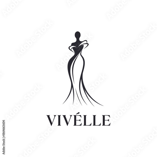 Elegant Vivelle logo featuring a stylized female mannequin in a flowing gown.