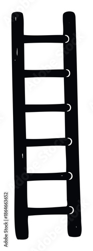 Simplified graphic black ladder silhouette featuring six rungs, representing progress, ascension, and overcoming challenges, perfect for educational resources or motivational content.