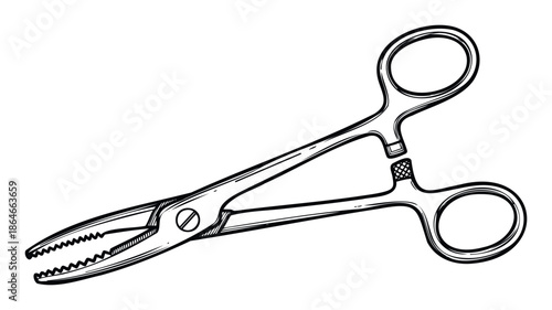 Professional stainless steel medical clamp instrument with serrated jaws for secure gripping during delicate surgical procedures and for various first aid or laboratory uses in healthcare