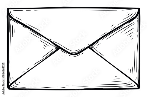 Stylized hand drawn closed mail envelope symbolizing important communication and delivery services, perfect for web icons, print media, or postal service graphics.
