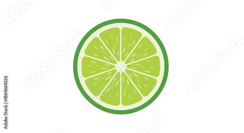 A vibrant and refreshing digital illustration showcasing a perfectly sliced green citrus fruit a zesty lime segment depicted in exquisite detail on