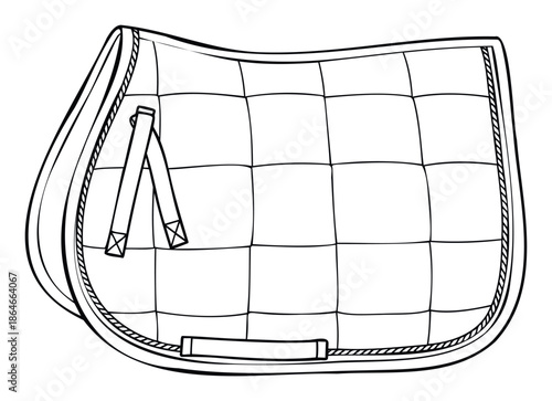 Equestrian riding saddle pad with quilted stitching and attachment straps provides essential comfort and protection for horse riding activities and gear guides