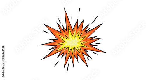 Dynamic comic book style fiery explosion graphic illustrating sudden impact or energetic burst